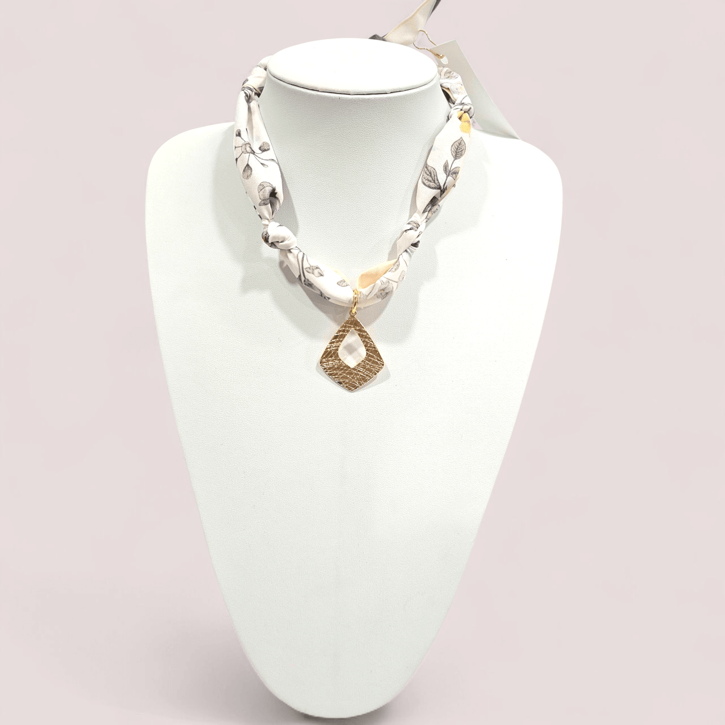 Scarf Charm Necklace II - Yellow/Grey - Shop Alies Bouutique