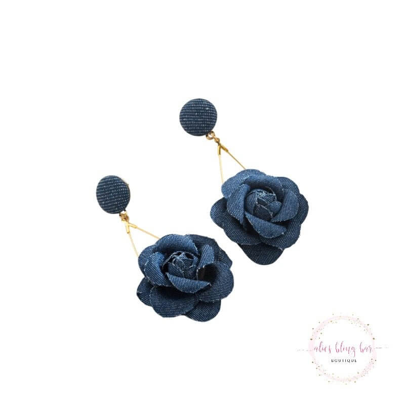 Silken Blooms - Blue Drop Earrings - Sale-Shop Alies Boutique