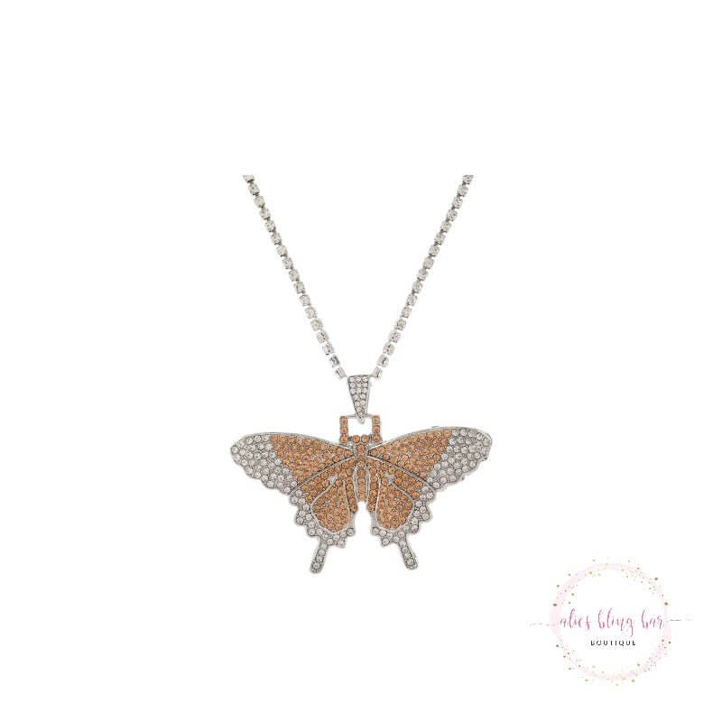 Soar In Color - Champagne Butterfly Necklace - Sale - Alies Bling Bar - Shop Alies Boutique