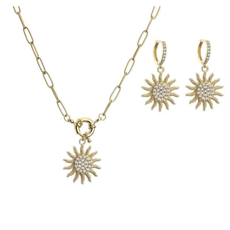 Solara Glow - Gold Necklace & Earrings Set - Alie's Boutique - Shop Alies Boutique