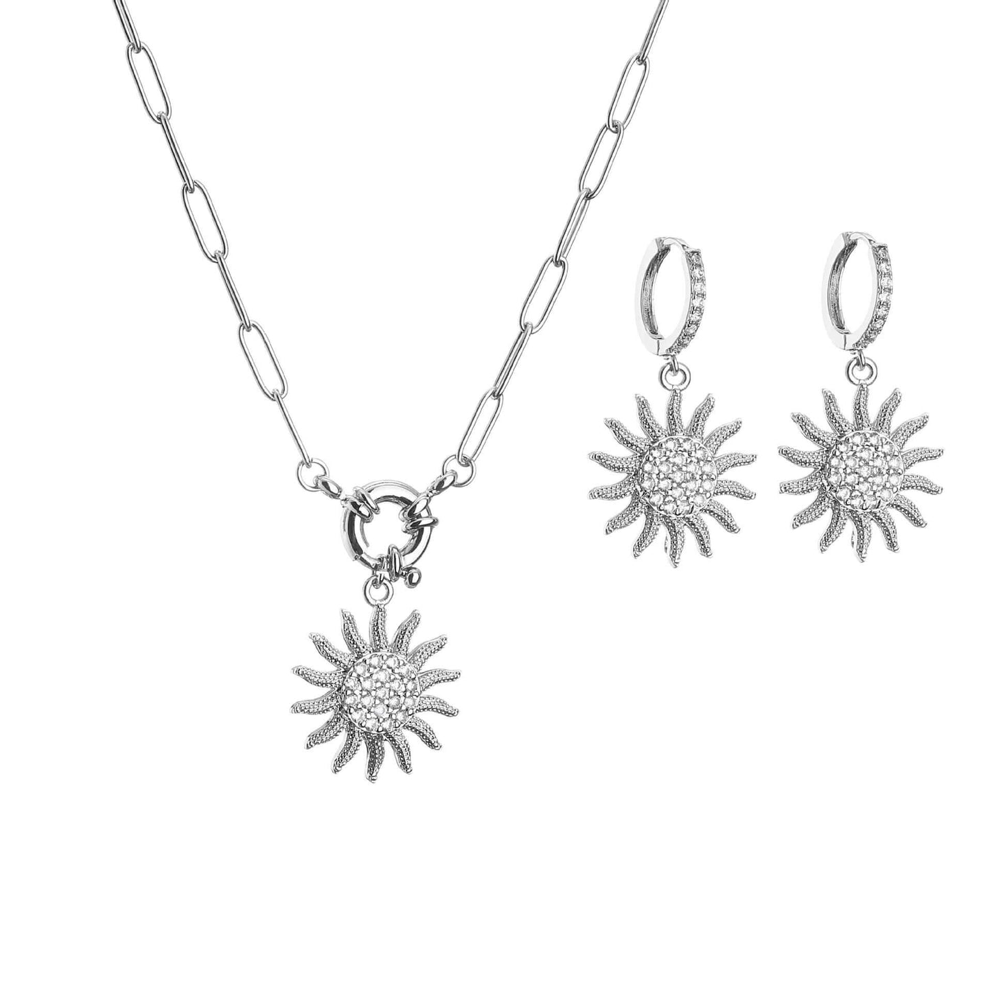 Solara Glow - Silver Necklace & Earrings Set -Sale-Shop Alies Boutique