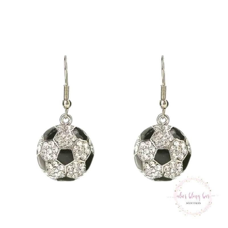 Sparkle & Play - Soccer Drop Earrings-Shop Alies Boutique