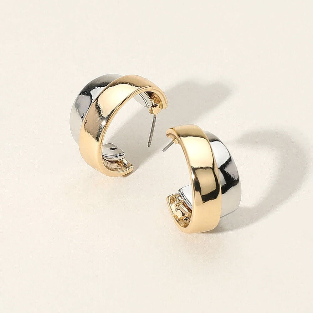 Split Decision - Two Tone Hoop Earrings-Shop Alies Boutique