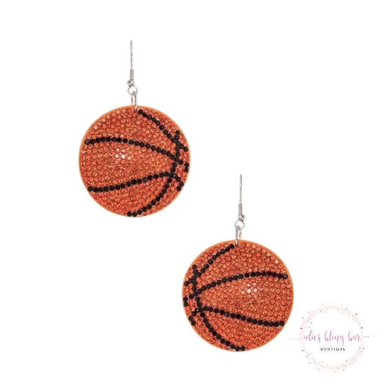 Sporty Glam - Rhinestone Basketball Pillow Earrings-Shop Alies Boutique