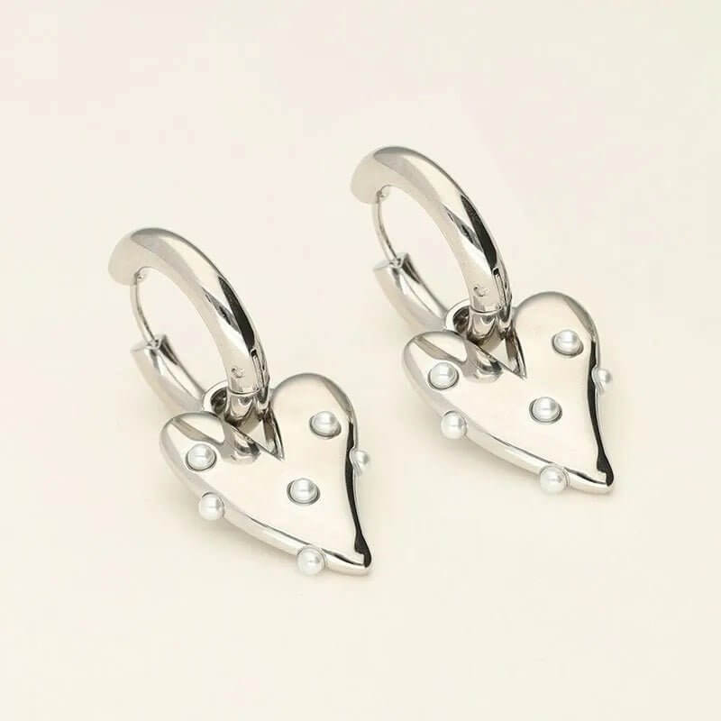 Tough Love Hoops - Silver Heart Hoop Earrings - Shop Alies Bouutique