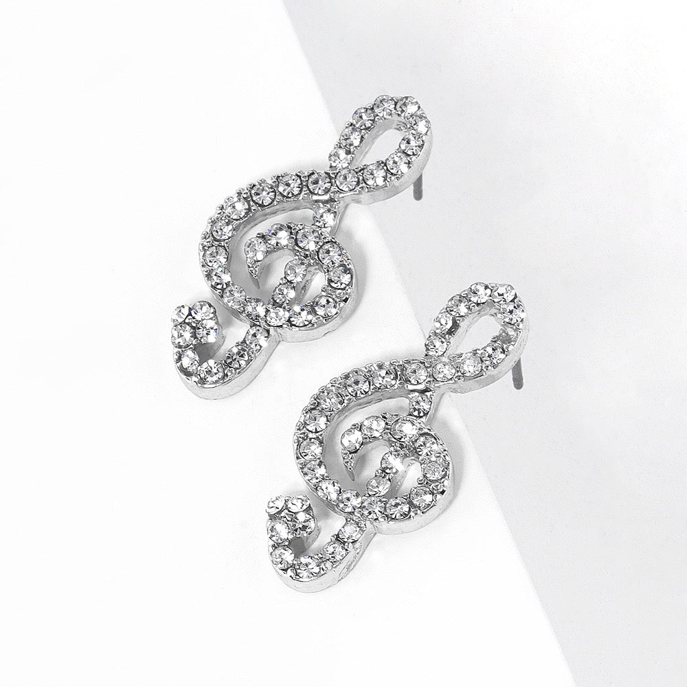 Treble Maker - Silver Earrings-Shop Alies Boutique