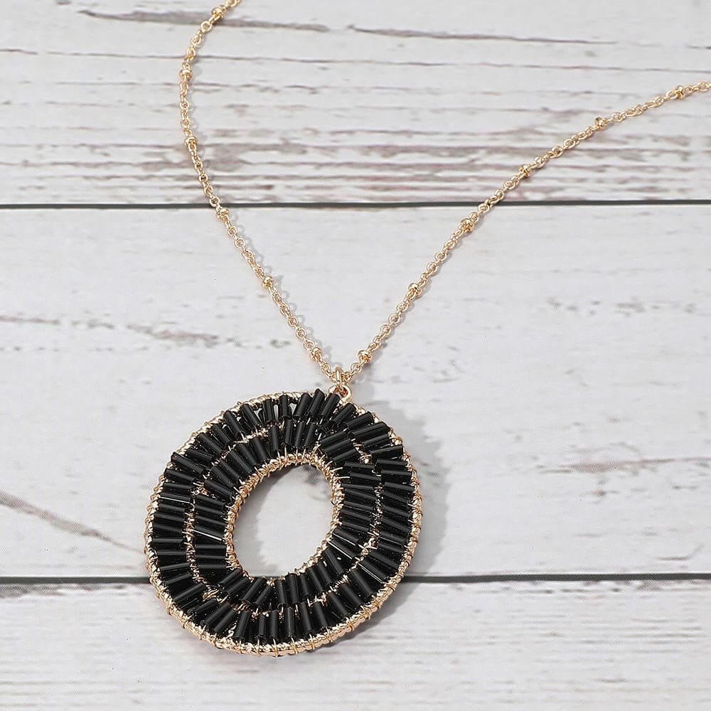 Twice Around - Black Beaded Long Necklace - Shop Alies Bouutique