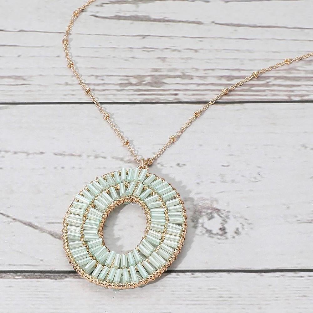 Twice Around - Mint Beaded Long Necklace - Shop Alies Bouutique