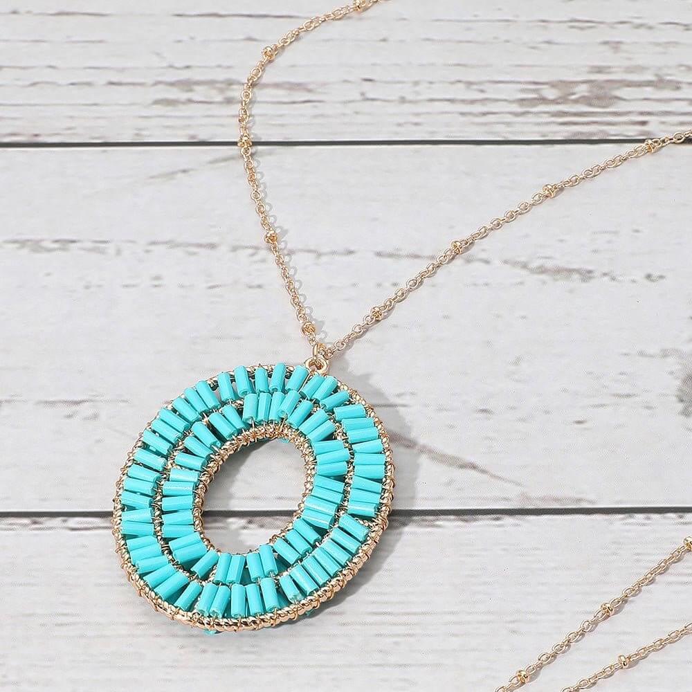 Twice Around - Turquoise Beaded Long Necklace - Shop Alies Bouutique