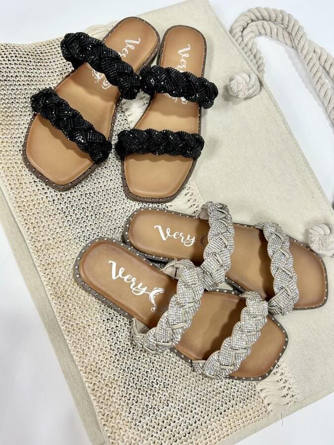 Twisty Braided Strap Studded Sandals - Very G - Shop Alies Boutique