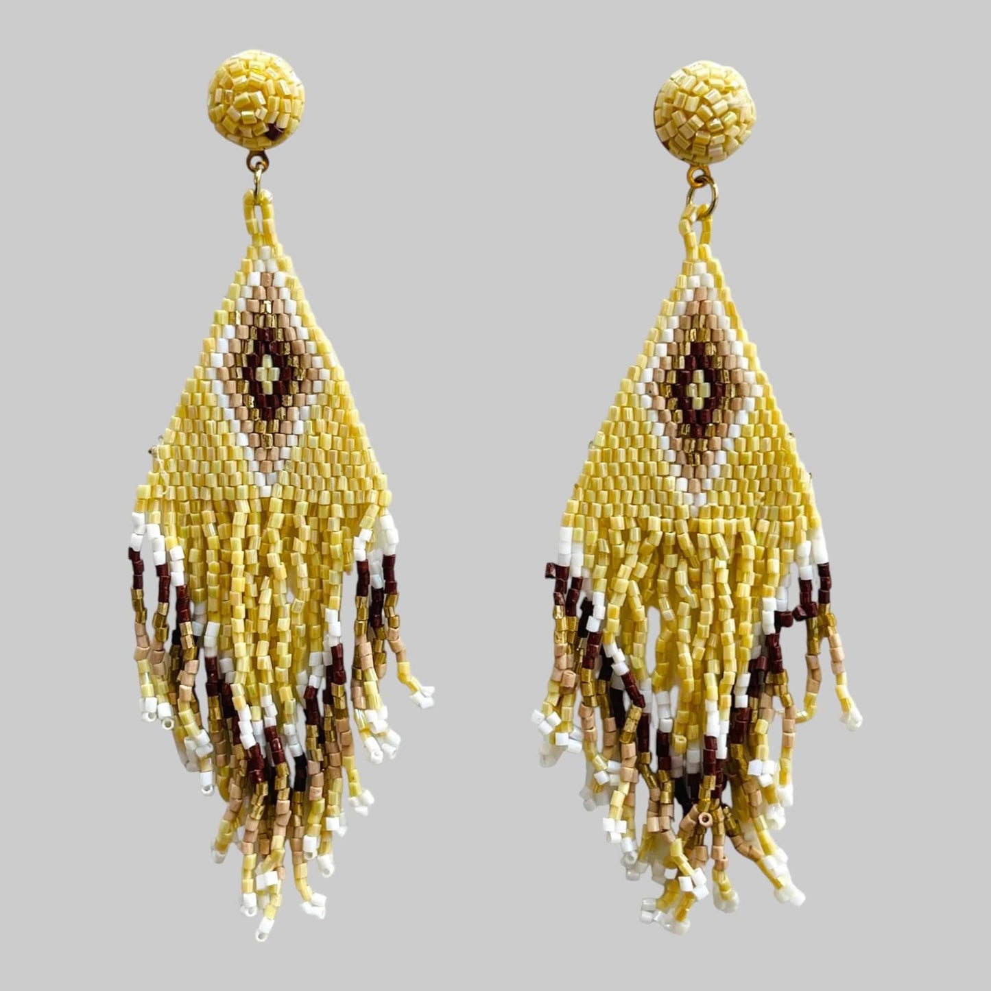Vibe Cascade - Gold Diamond Fringe Beaded Earrings - Shop Alies Bouutique