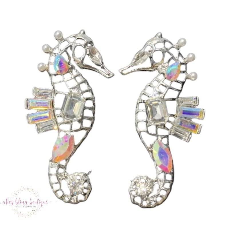 Vintage Sea Glow - Silver Earrings- Sale-Shop Alies Boutique