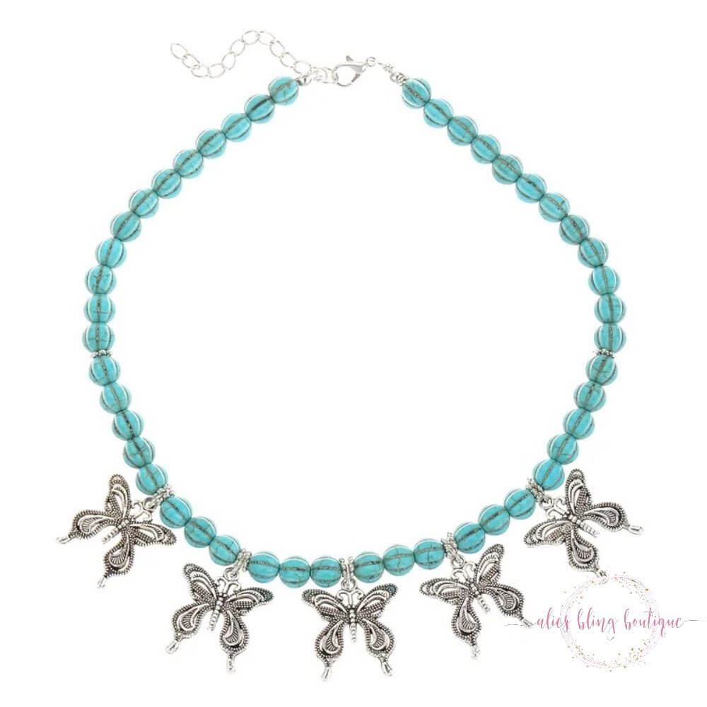 Vintage Wings - Butterfly Necklace & Earring Set - Sale-Shop Alies Boutique