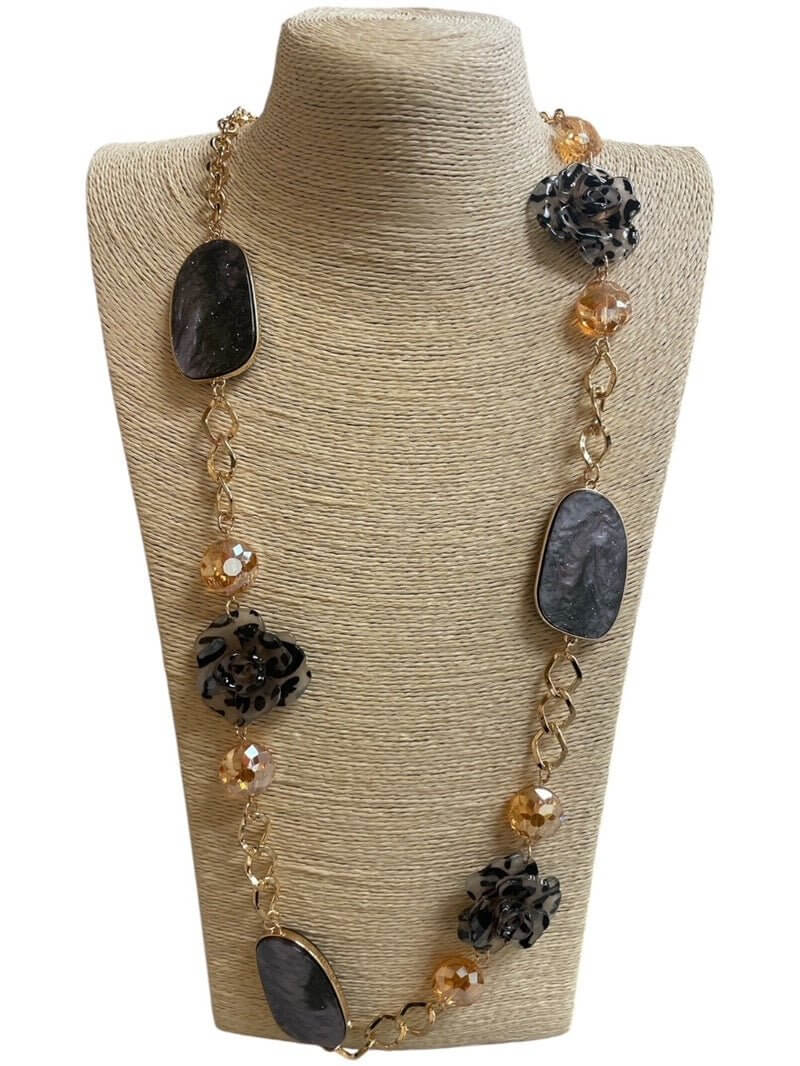 Wild Bloodline - Leopard Grey Rose Acrylic Necklace - Shop Alies Bouutique