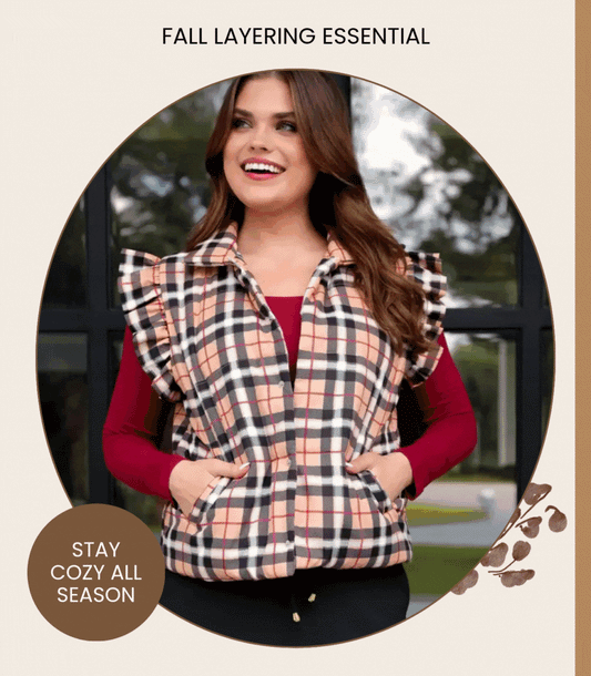 print puffer vest by Jess Lea — cozy fall layering piece.