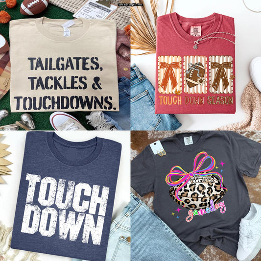 🏈 Touchdown Style: Game Day Football Graphic Tees for Everyone