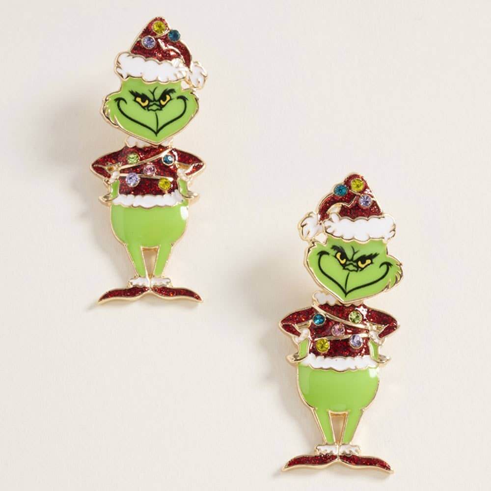 Green Glam Earrings – Pink Sparkly Holiday Earrings - Alie's Boutique