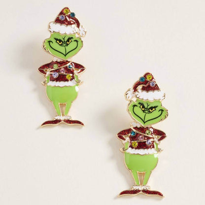 Green Glam Earrings – Pink Sparkly Holiday Earrings - Alie's Boutique