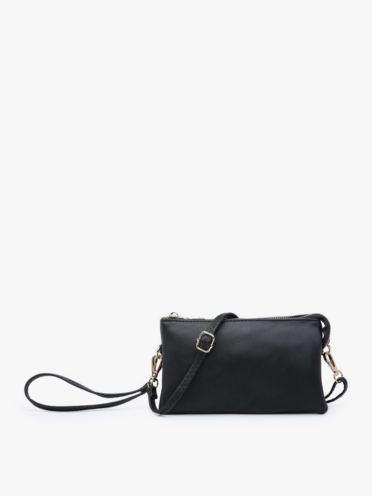 Riley  3 Compartment Crossbody/Wristlet: Black