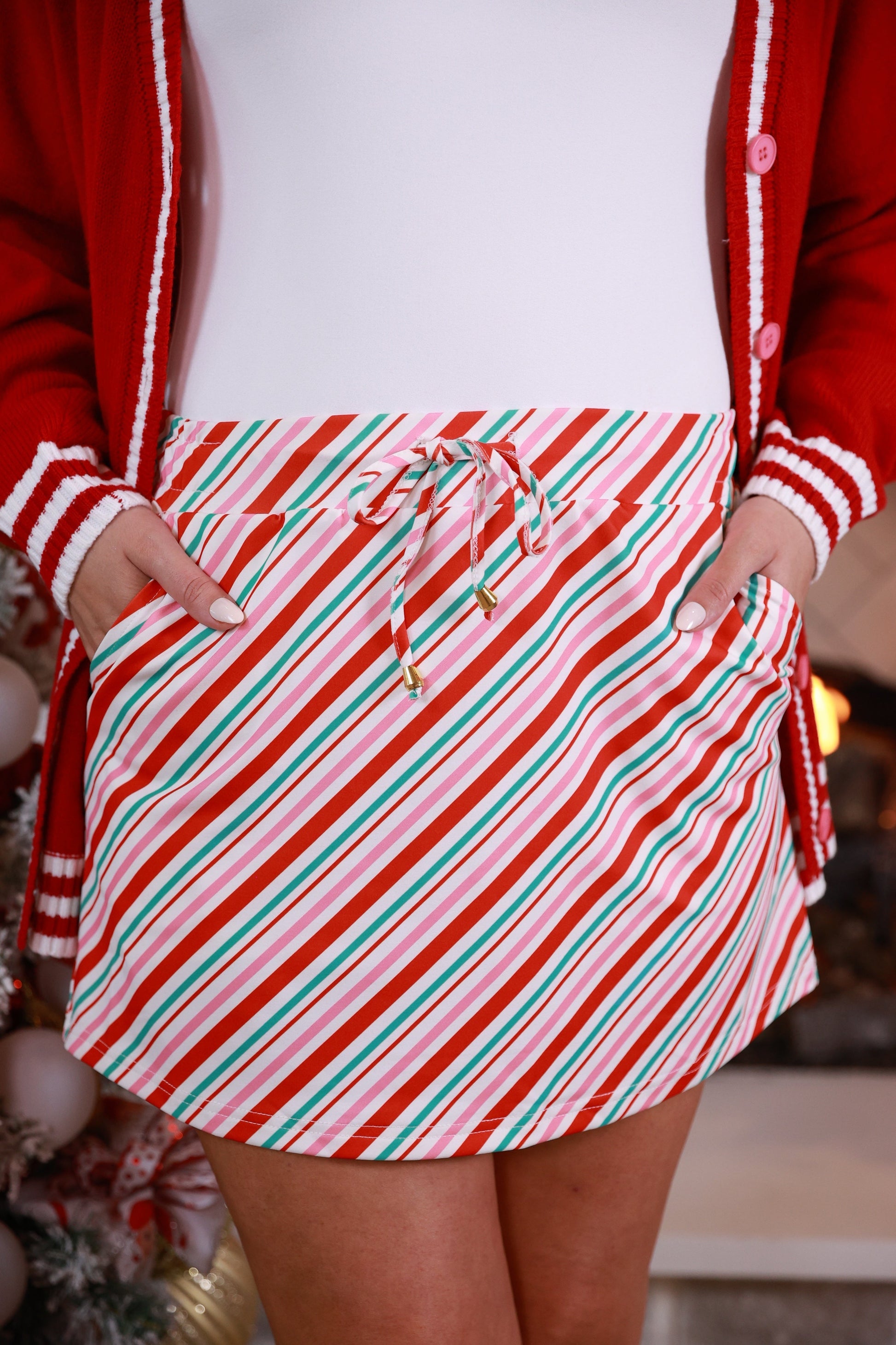Candy Cane Stripes Holiday Skort - Alie's Boutique