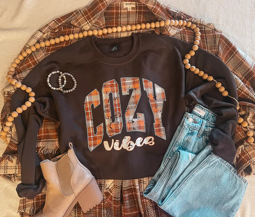 Cozy Fall Vibes- Brown Fall Gildan Sweatshirt