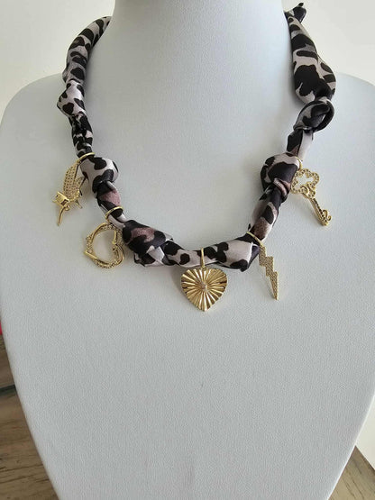 Exclusive Leopard 18K Gold Plated Charm Scarf Necklace