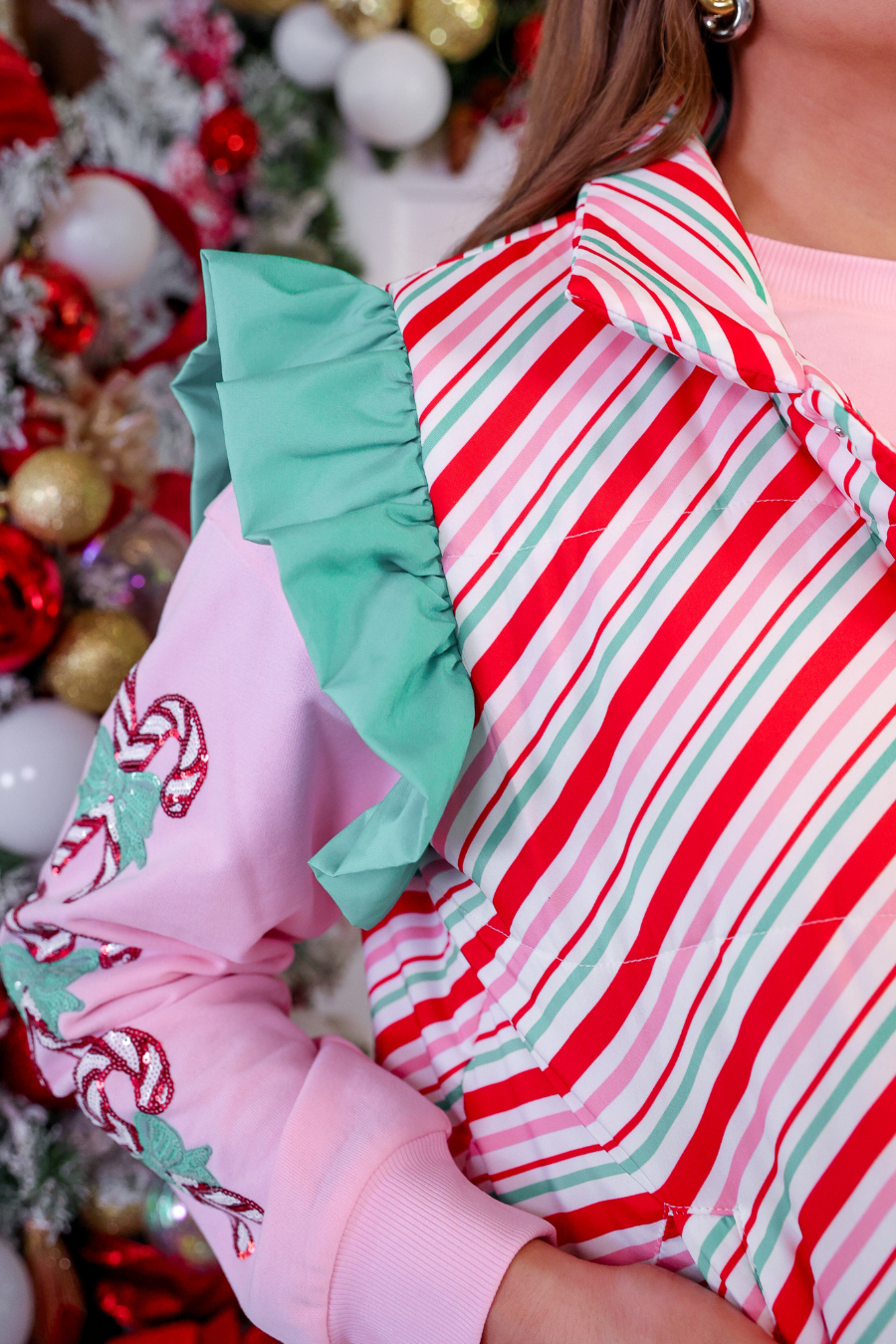 Candy Stripe Puffer Vest - Alie's Boutique