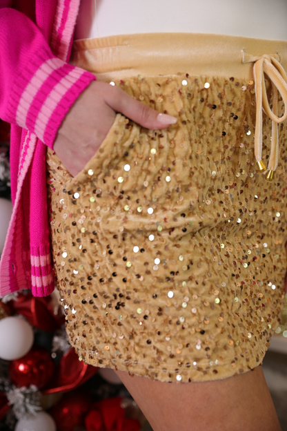 Velvet Hour Sequin Skort- Vintage Gold - Alie's Boutique
