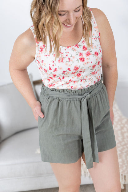 Libby Linen Shorts - Olive - Summer Sale