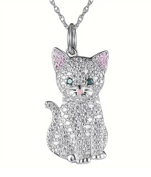 Cat Lovers - Silver Pendant Necklace