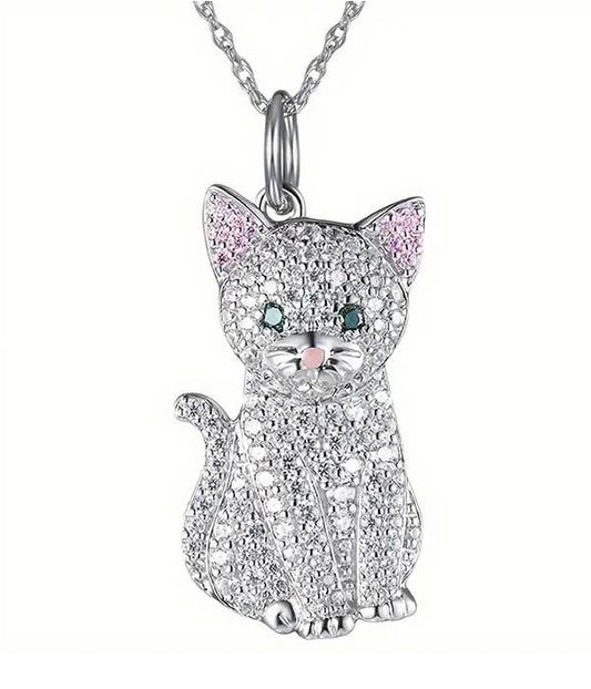 Cat Lovers - Silver Pendant Necklace