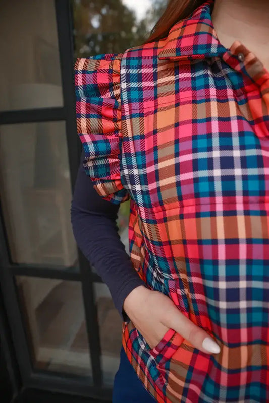 Patterned In Plaid Puffer Vest - Fall Layering Essential