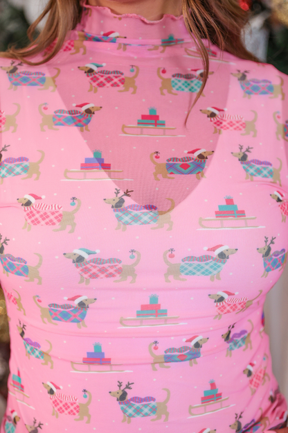 Keigan Mesh Top- Pink Pawliday - Alie's Boutique