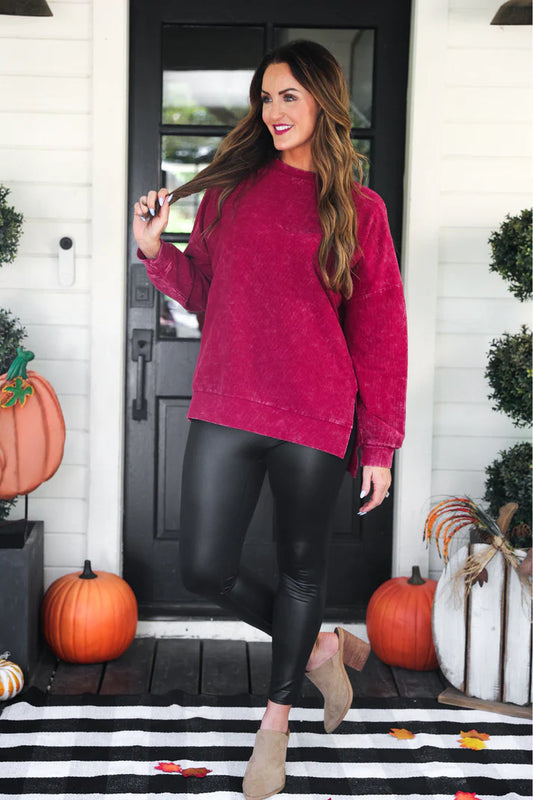 Alexis Corded - Maroon Pullover