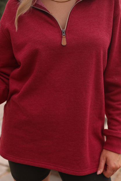 Miley Quarter Zip - Maroon Pullover
