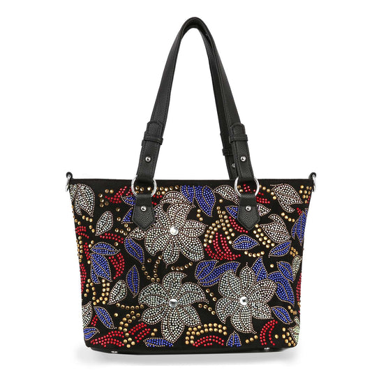Vivid Elegance - Colorful Rhinestone Tote Handbag
