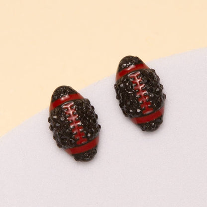 Gameday Two-Tone Rhinestone Pave Football Stud Earrings: Black Orange - Shop Alies Bouutique