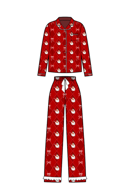 Santa's Signature Bow Ruffle Pajama Set - Preorder