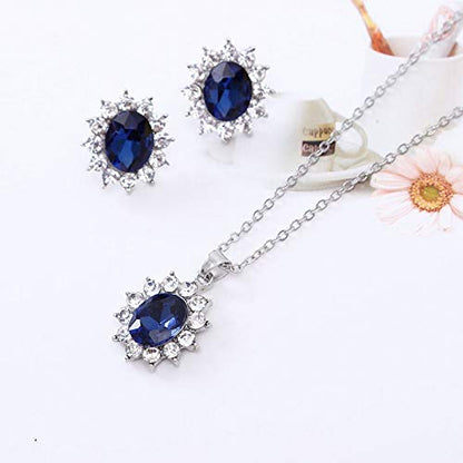 Watch Me Shine Blue Necklace & Earrings Set