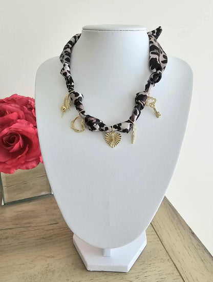 Exclusive Leopard 18K Gold Plated Charm Scarf Necklace