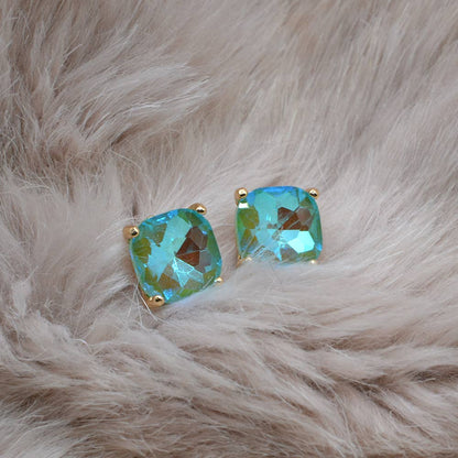 Red 12mm Cushion Cut Square Crystal Earrings - Alie's Boutique