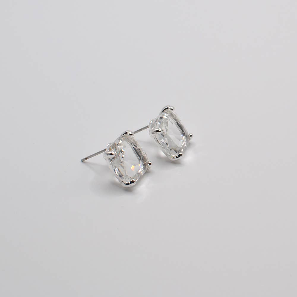 Red 12mm Cushion Cut Square Crystal Earrings - Alie's Boutique