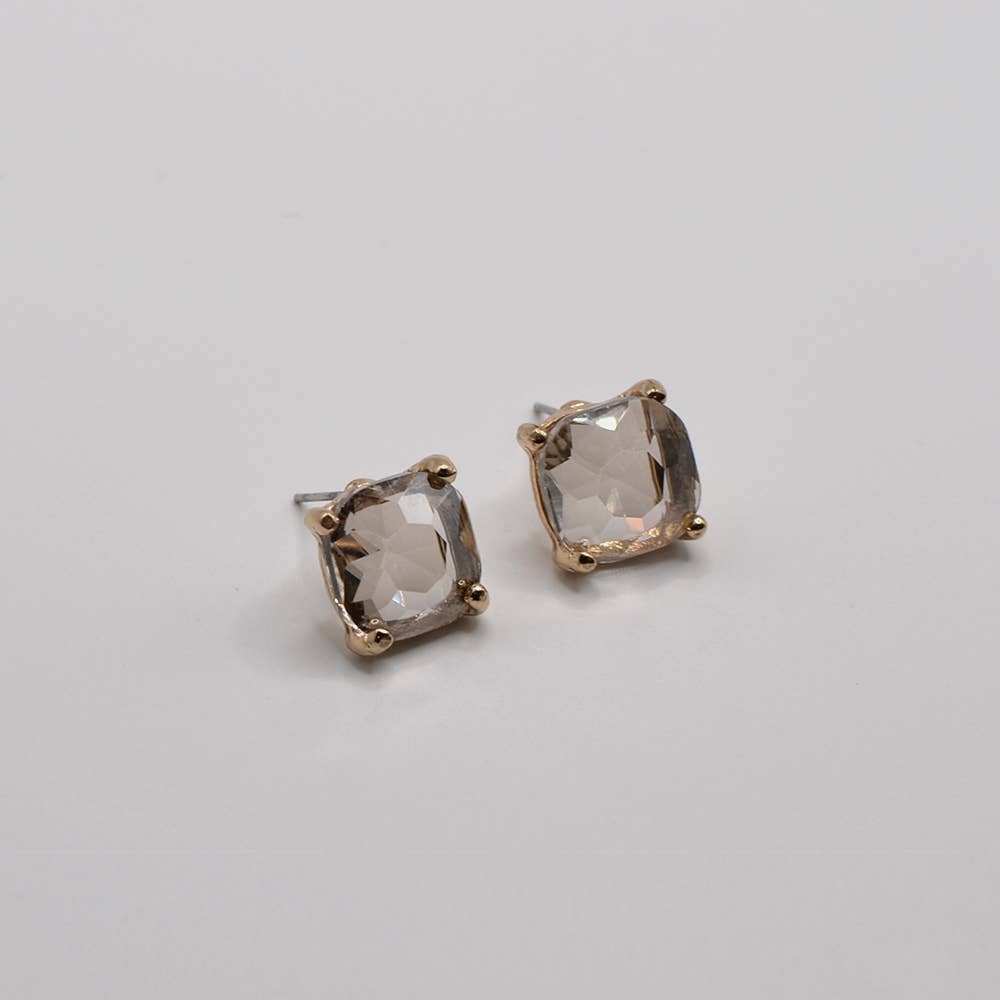 Red 12mm Cushion Cut Square Crystal Earrings - Alie's Boutique