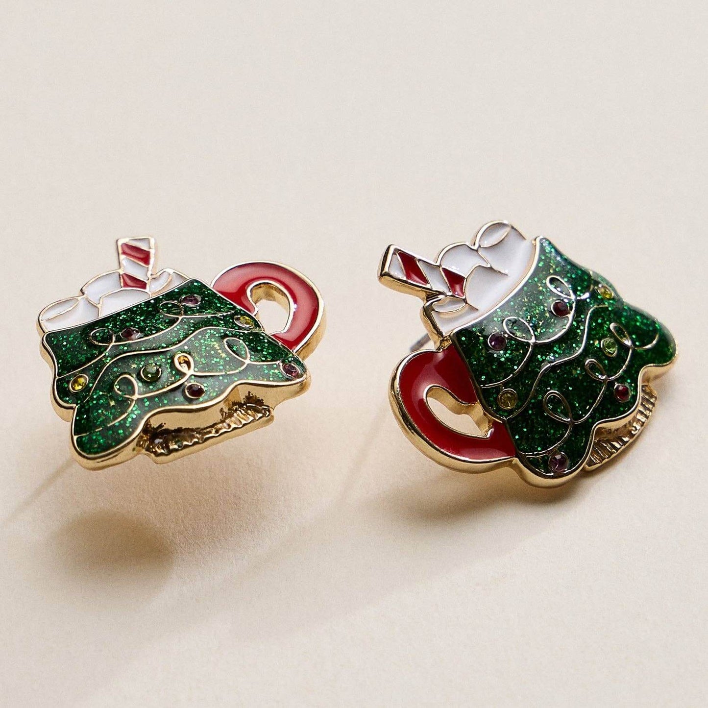Cocoa Cheer Studs – Christmas Tree Mug Holiday Earrings - Alie's Boutique