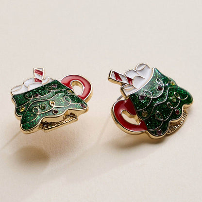 Cocoa Cheer Studs – Christmas Tree Mug Holiday Earrings - Alie's Boutique