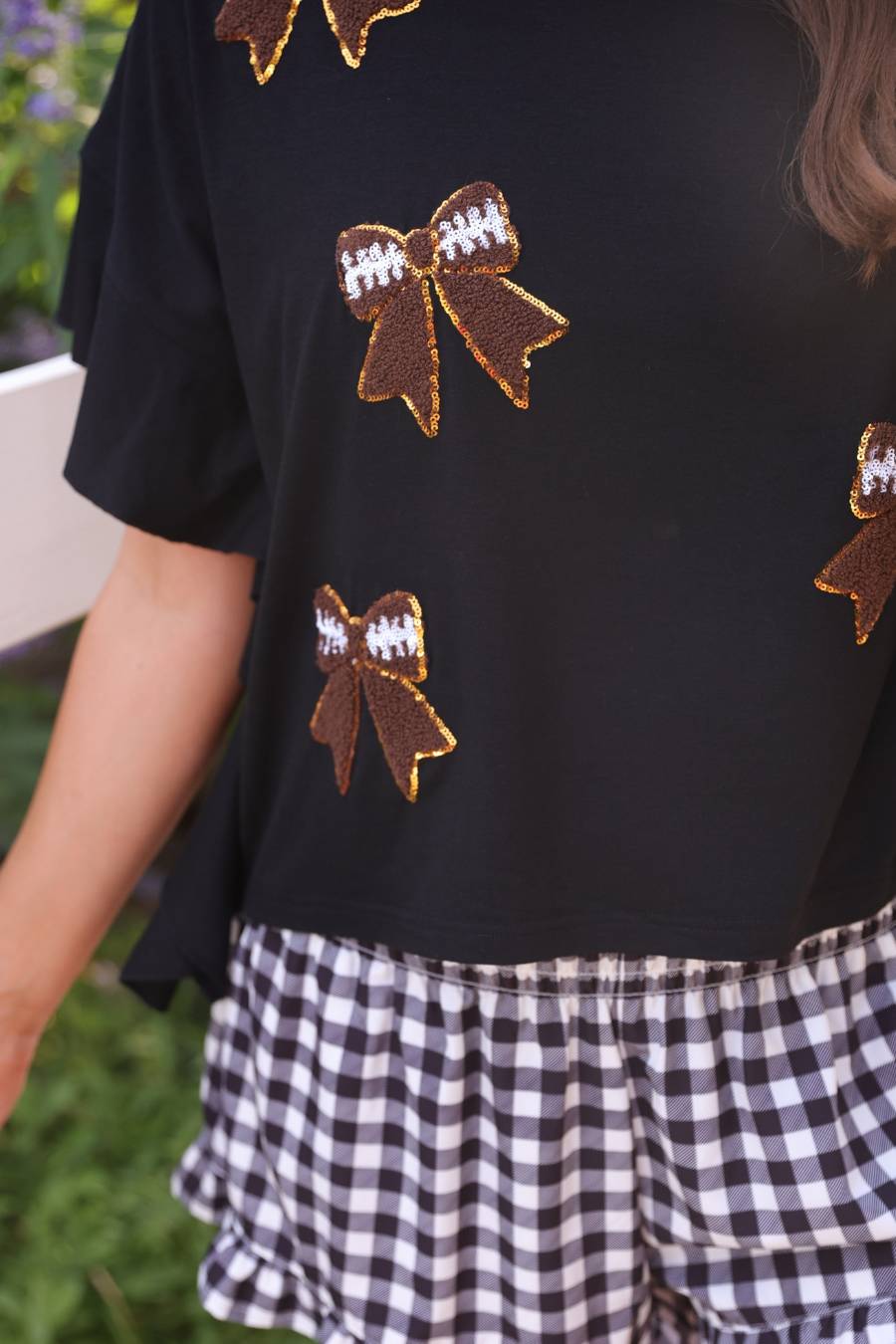 PREORDER- Sideline Sparkle Ruffle Top, Black - Shop Alies Bouutique