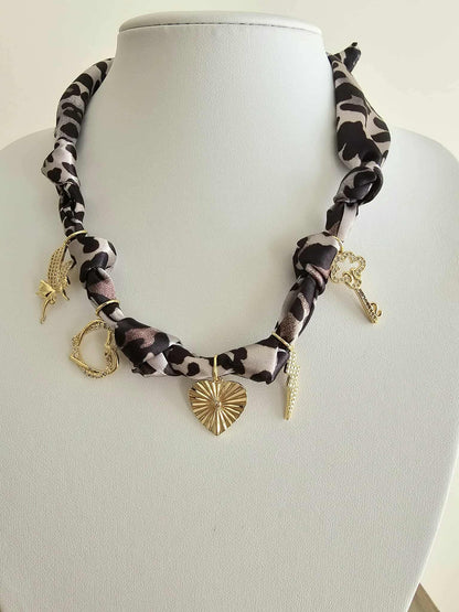 Exclusive Leopard 18K Gold Plated Charm Scarf Necklace
