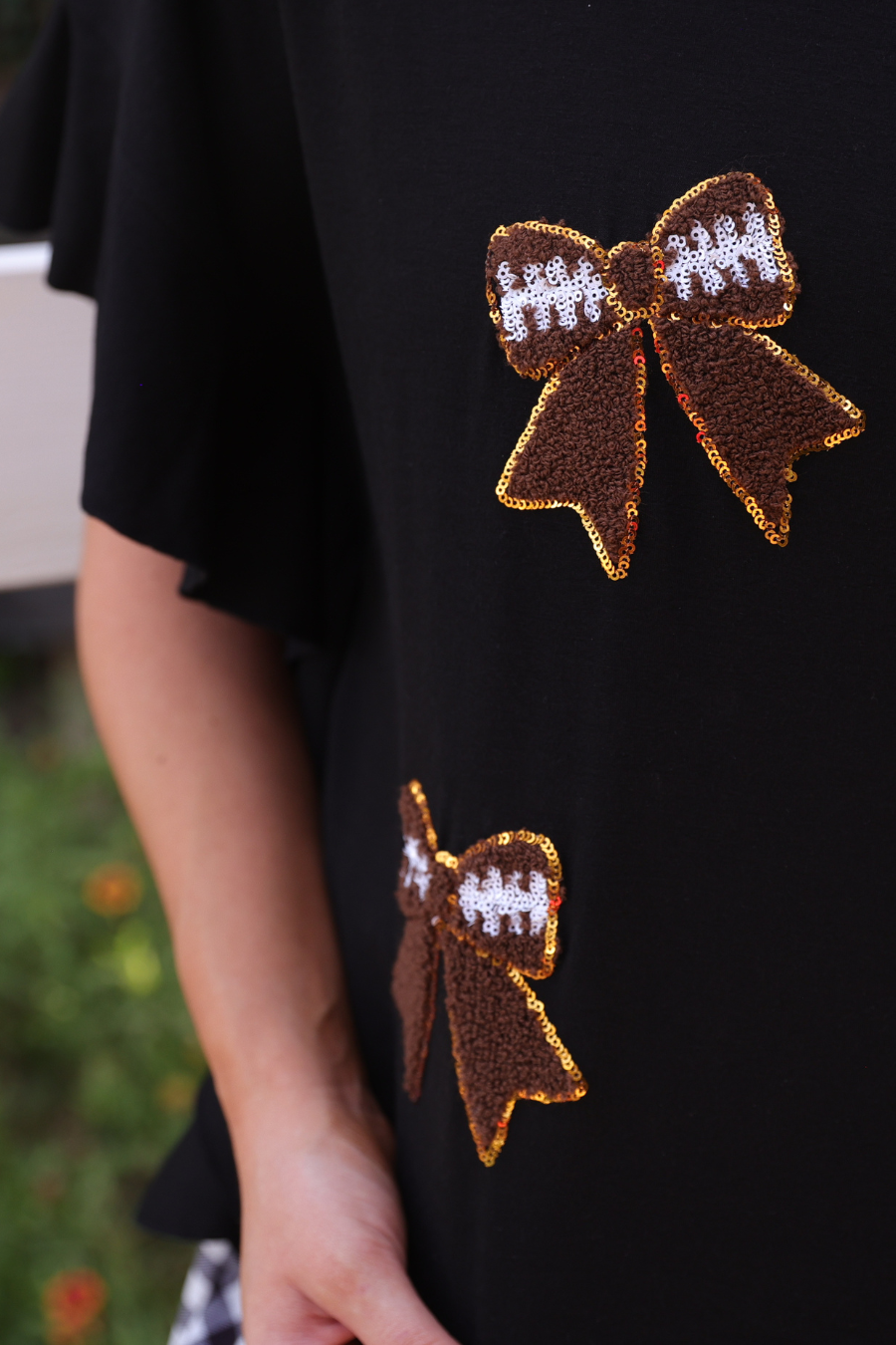 PREORDER- Sideline Sparkle Ruffle Top, Black - Shop Alies Bouutique