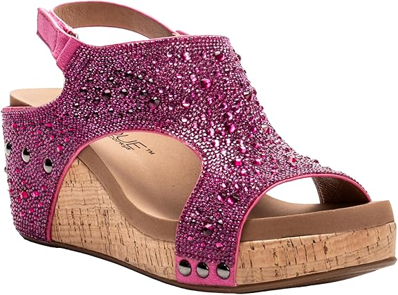 Corky's Ashley Wedge Sandal in Fuchsia Rhinestone