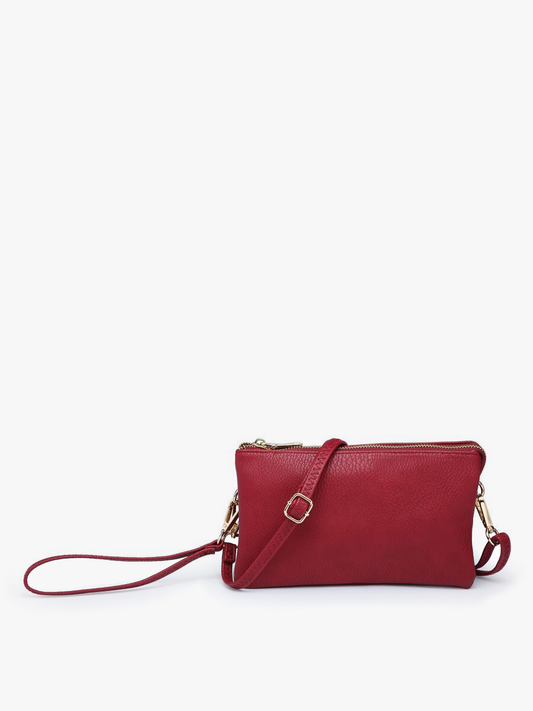 Riley 3 Compartment Crossbody/Wristlet: Wine
